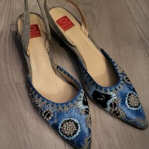 Oscar De La Renta Embroided Women's Slingback Shoes Size 8